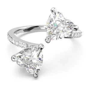 Attract Soul ring Heart, White, Rhodium plated