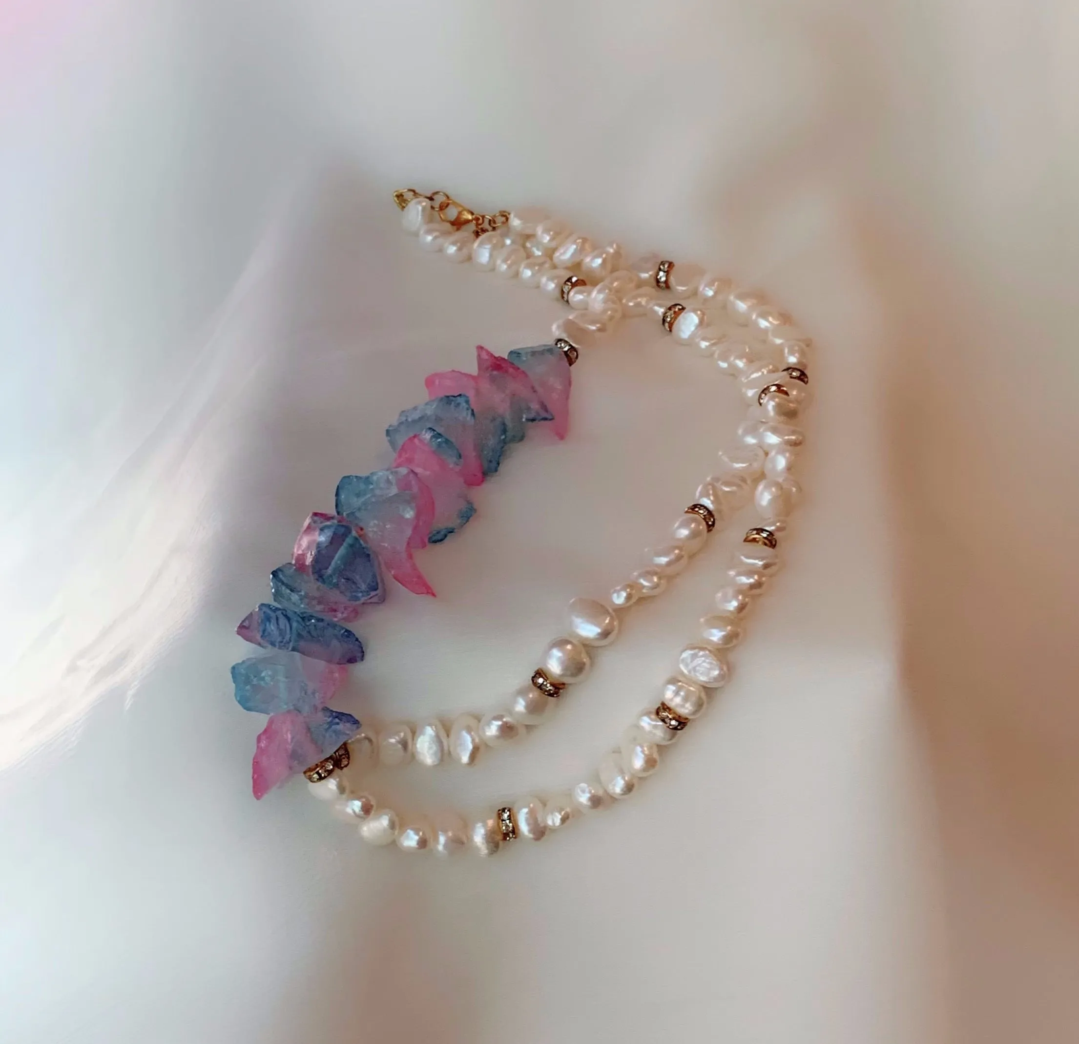 Baroque Pearls & Crystal Necklace