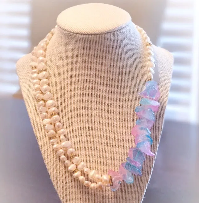 Baroque Pearls & Crystal Necklace