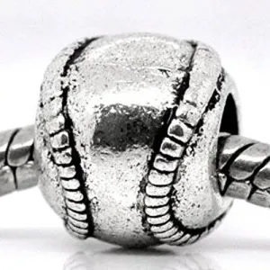 Baseball European Bead Compatible for Most European Snake Chain Bracelet