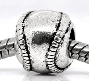 Baseball European Bead Compatible for Most European Snake Chain Bracelet
