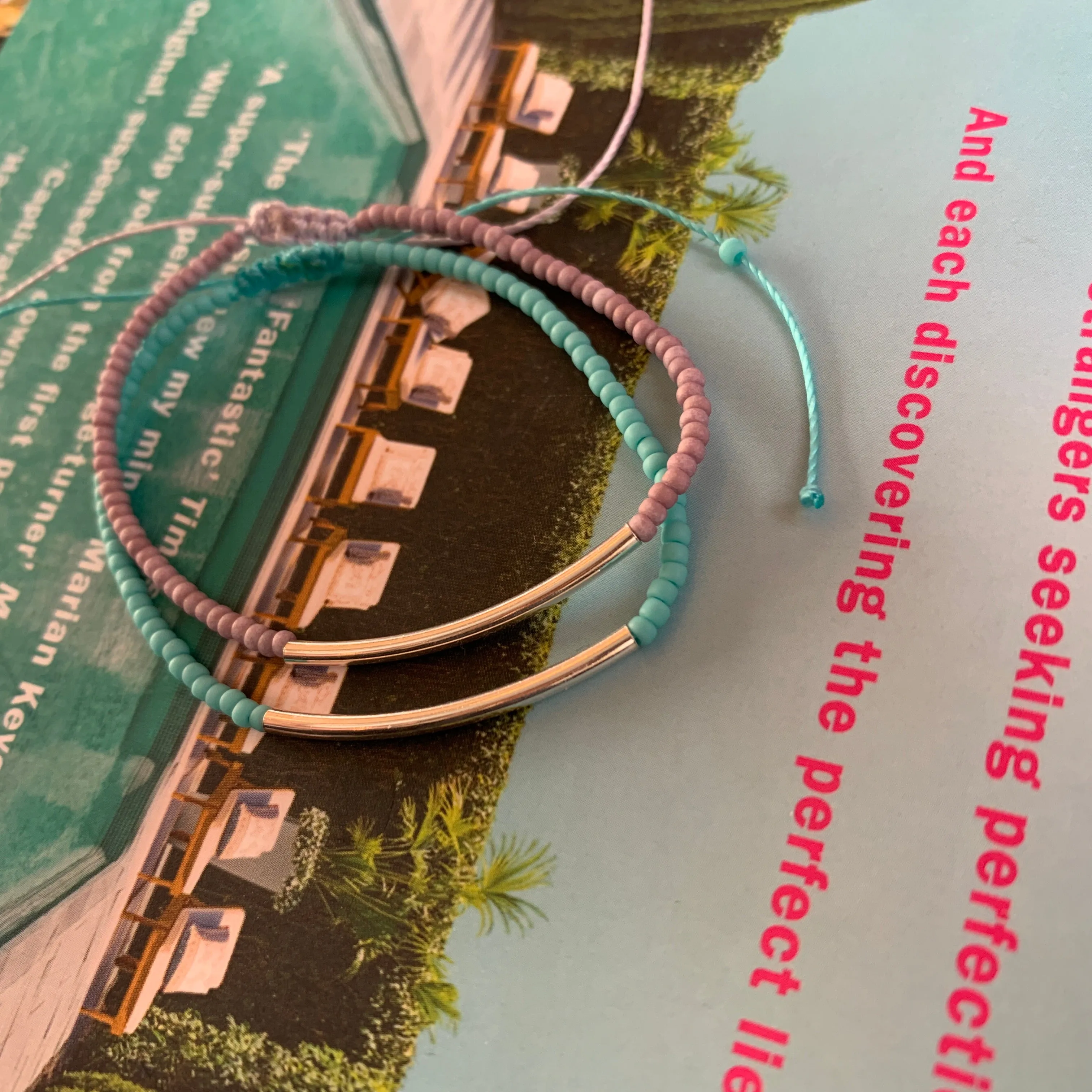 Bead & bar slider bracelet