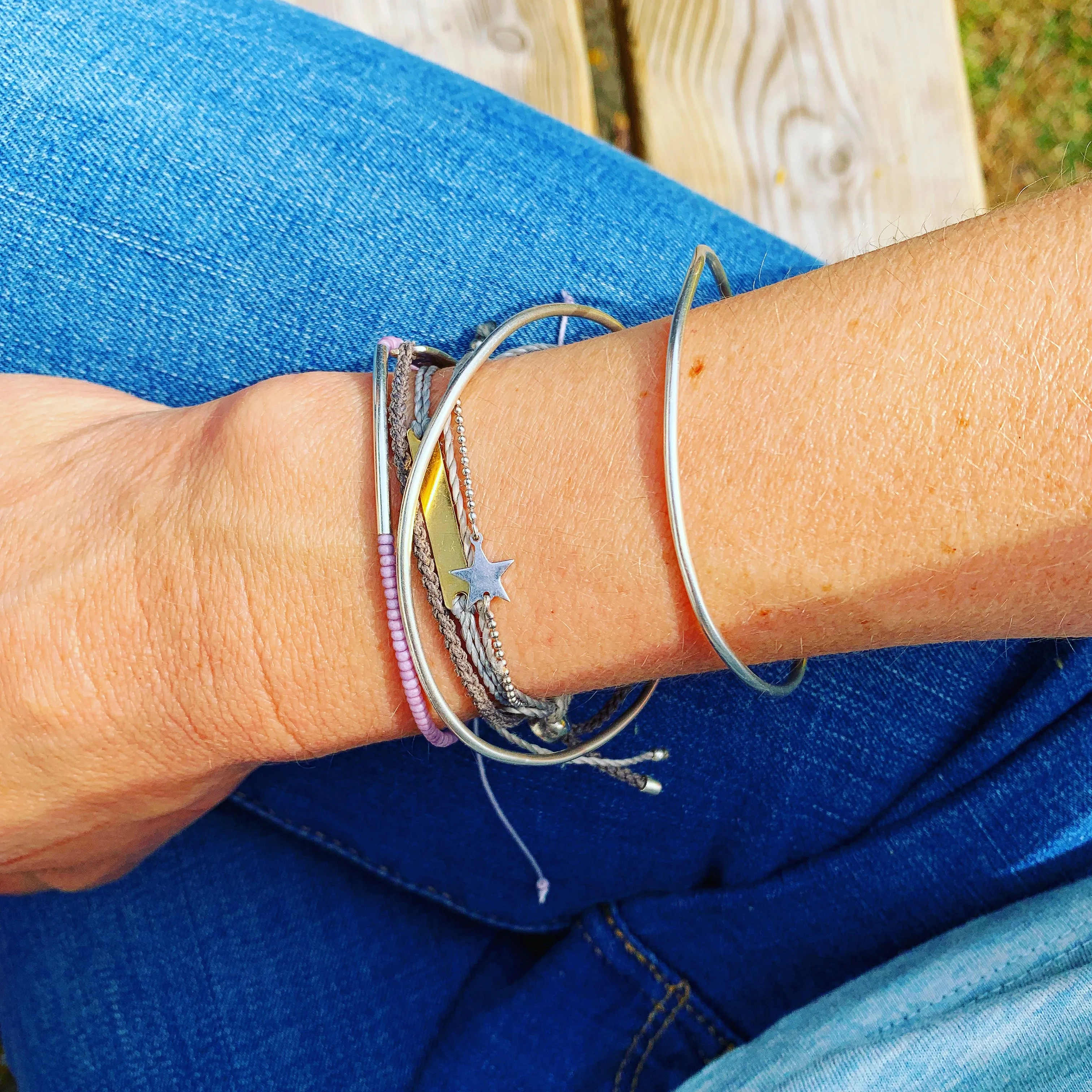 Bead & bar slider bracelet