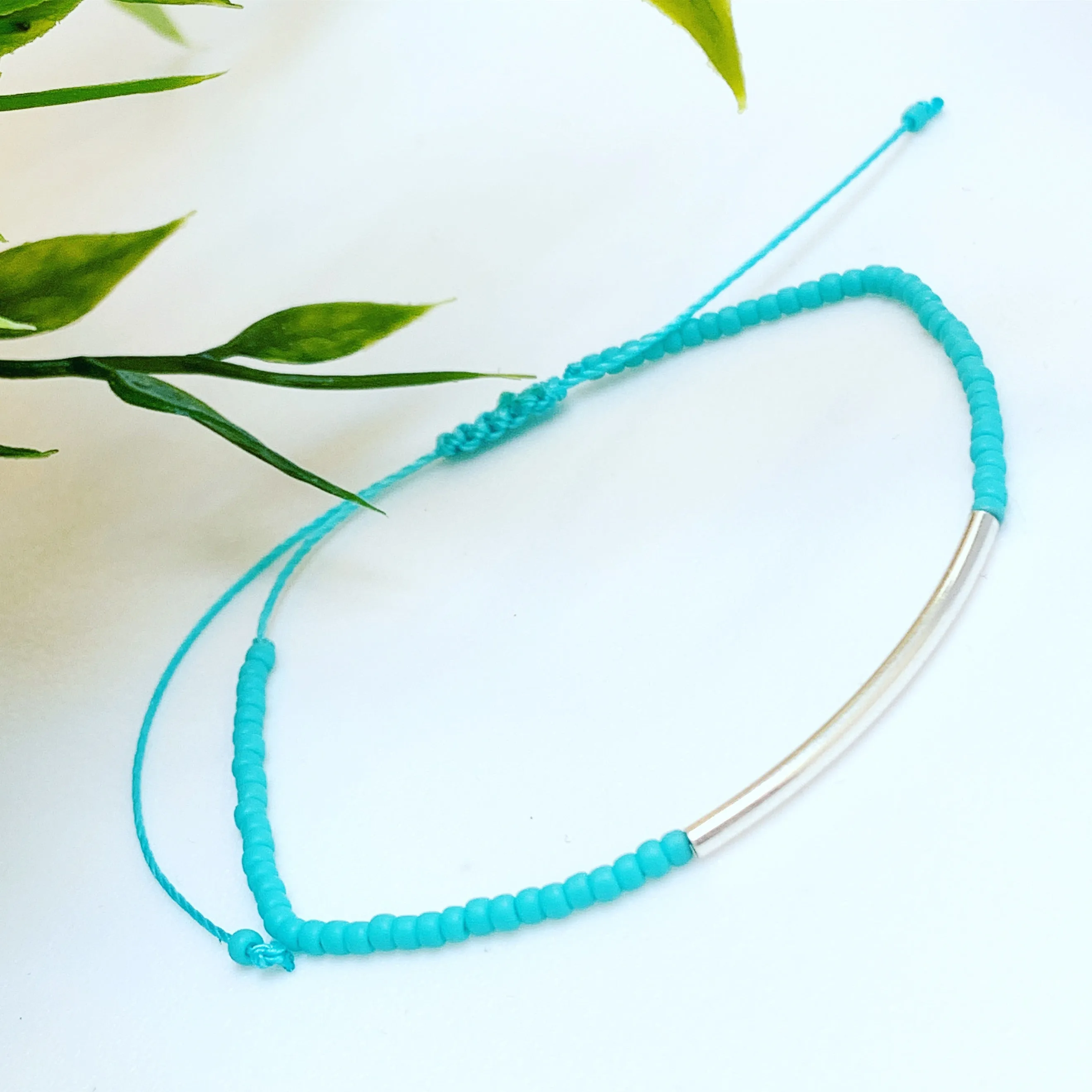 Bead & bar slider bracelet