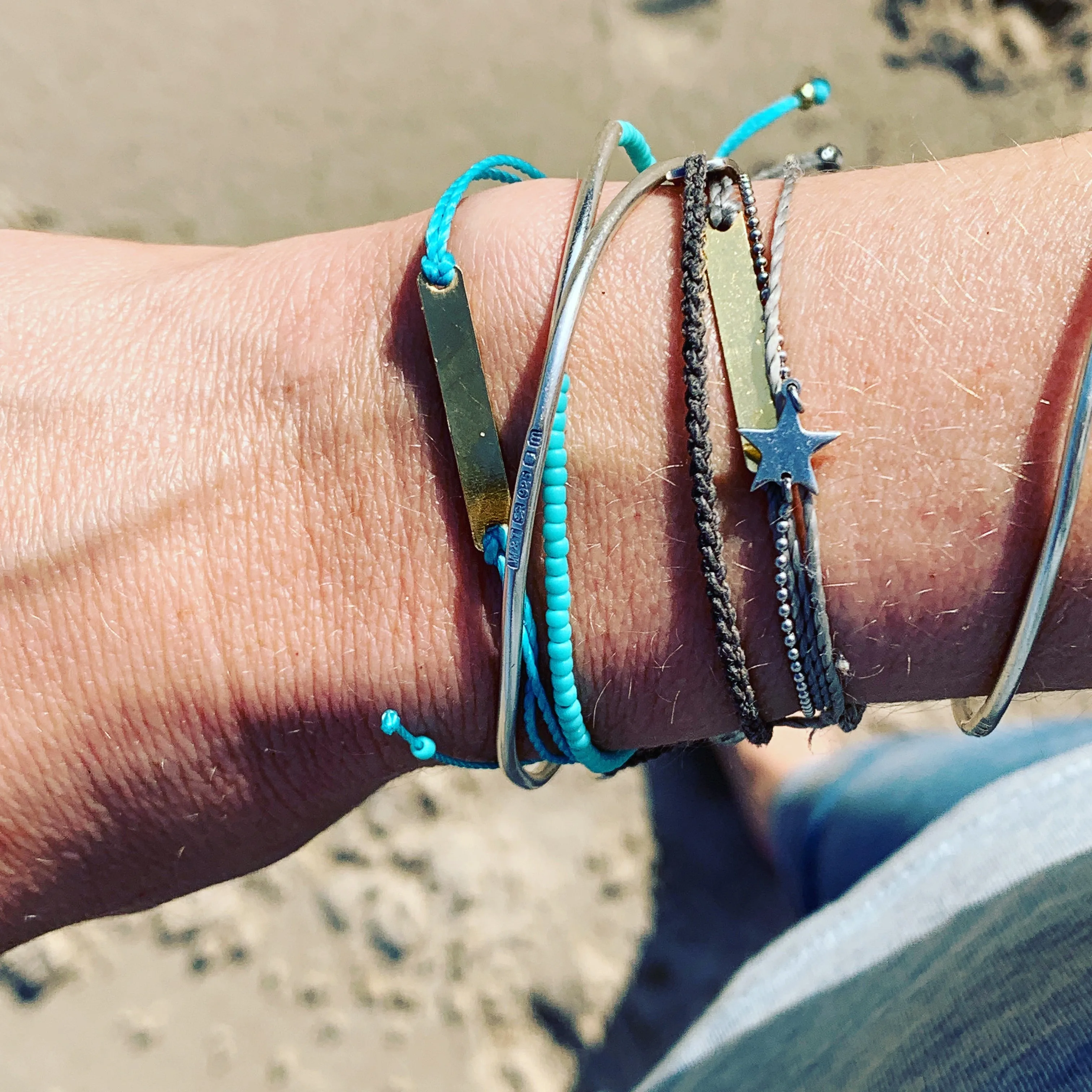 Bead & bar slider bracelet