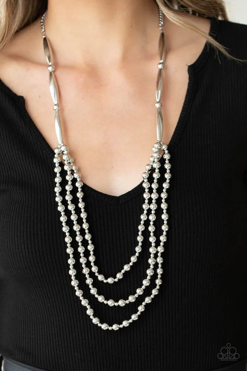 Beaded Beacon Silver Paparazzi Necklace