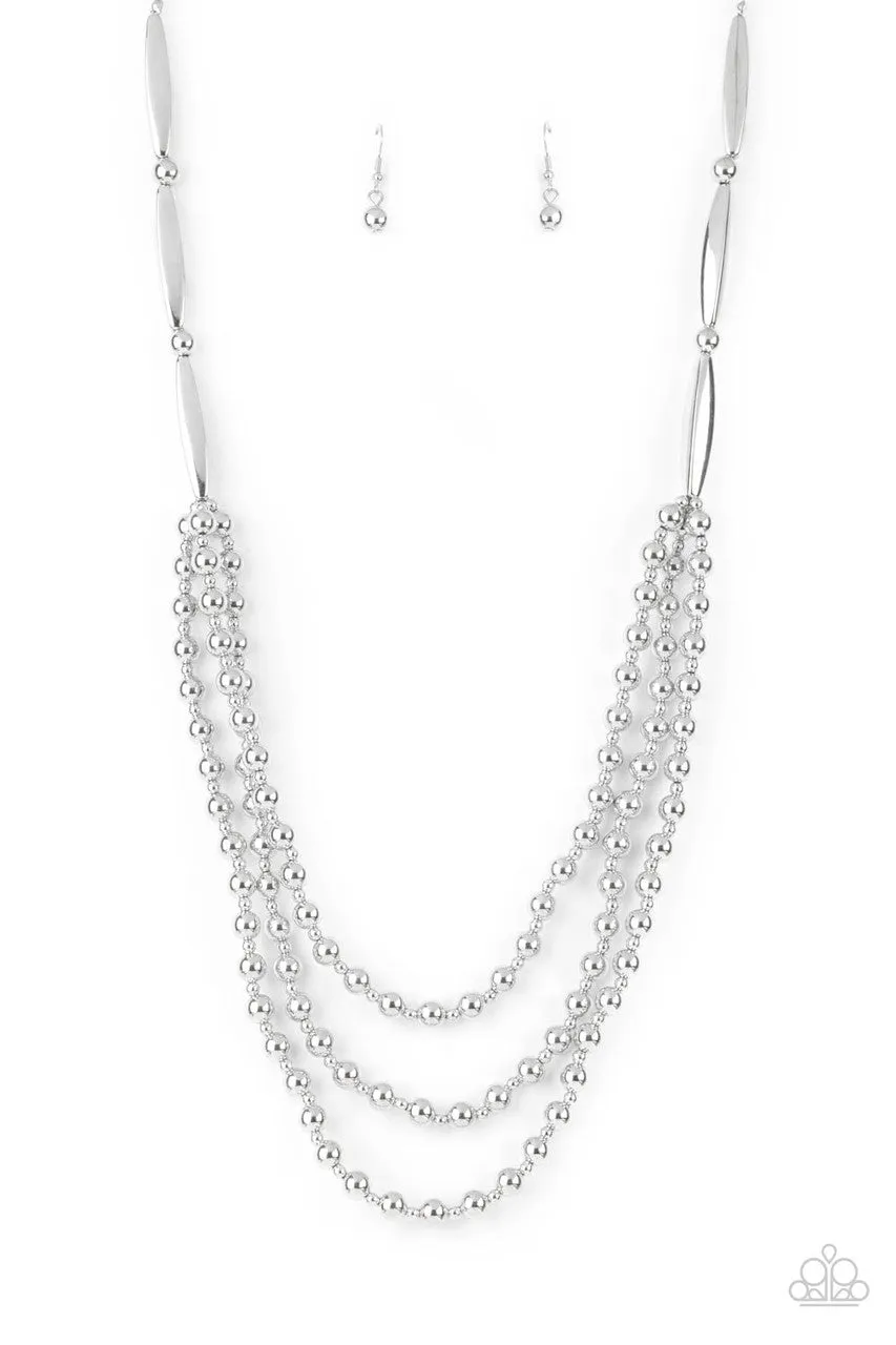 Beaded Beacon Silver Paparazzi Necklace