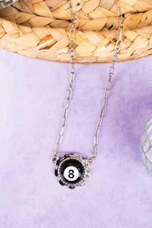 Behind The 8 Ball Silvertone Necklace