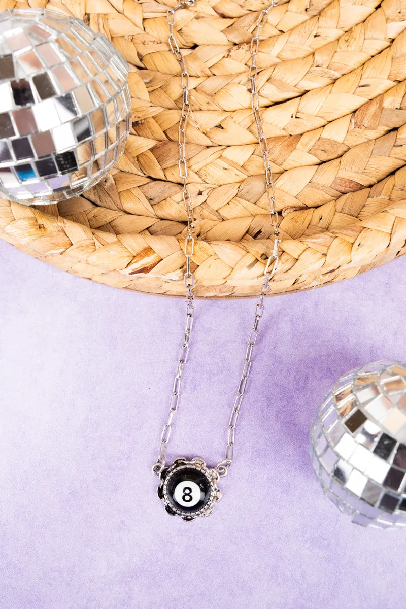 Behind The 8 Ball Silvertone Necklace