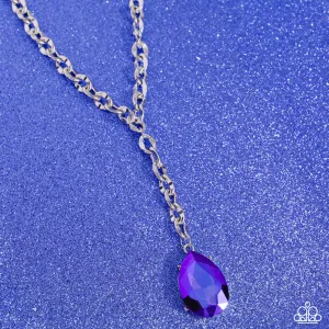 Benevolent Bling - Purple - Oversized UV Teardrop Y-Shaped Paparazzi Short Necklace - February 2024 Life of the Party Exclusive