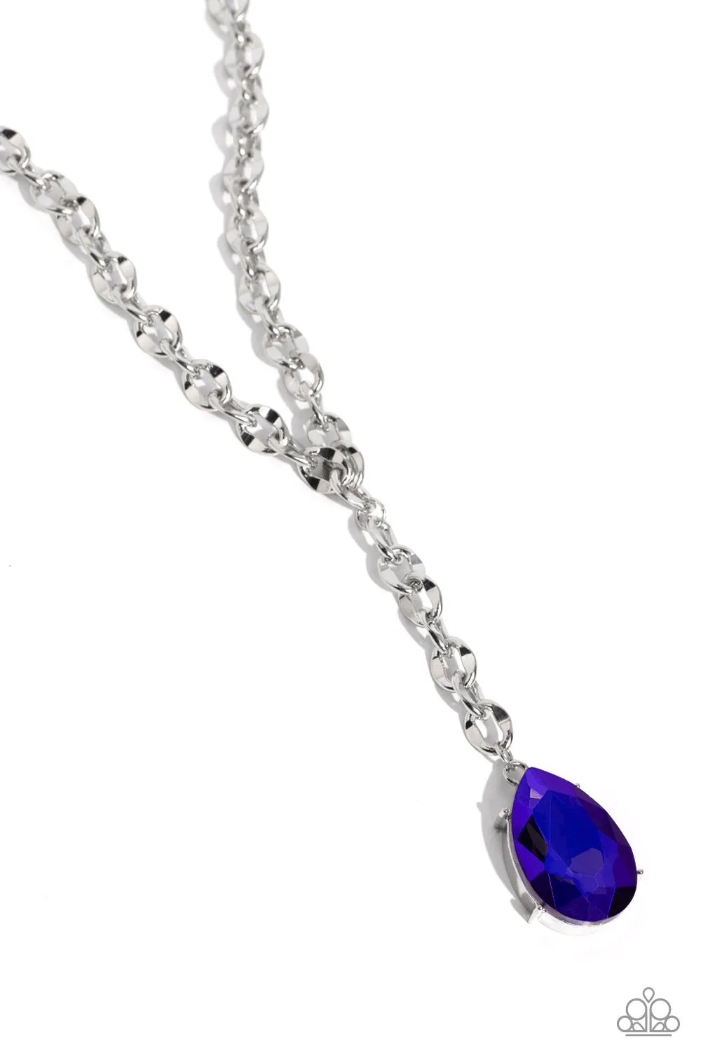 Benevolent Bling - Purple - Oversized UV Teardrop Y-Shaped Paparazzi Short Necklace - February 2024 Life of the Party Exclusive