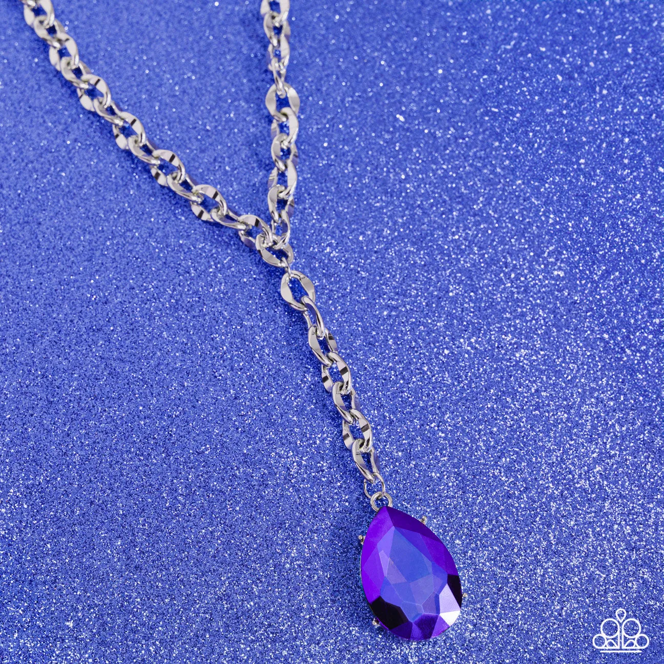 Benevolent Bling - Purple - Oversized UV Teardrop Y-Shaped Paparazzi Short Necklace - February 2024 Life of the Party Exclusive
