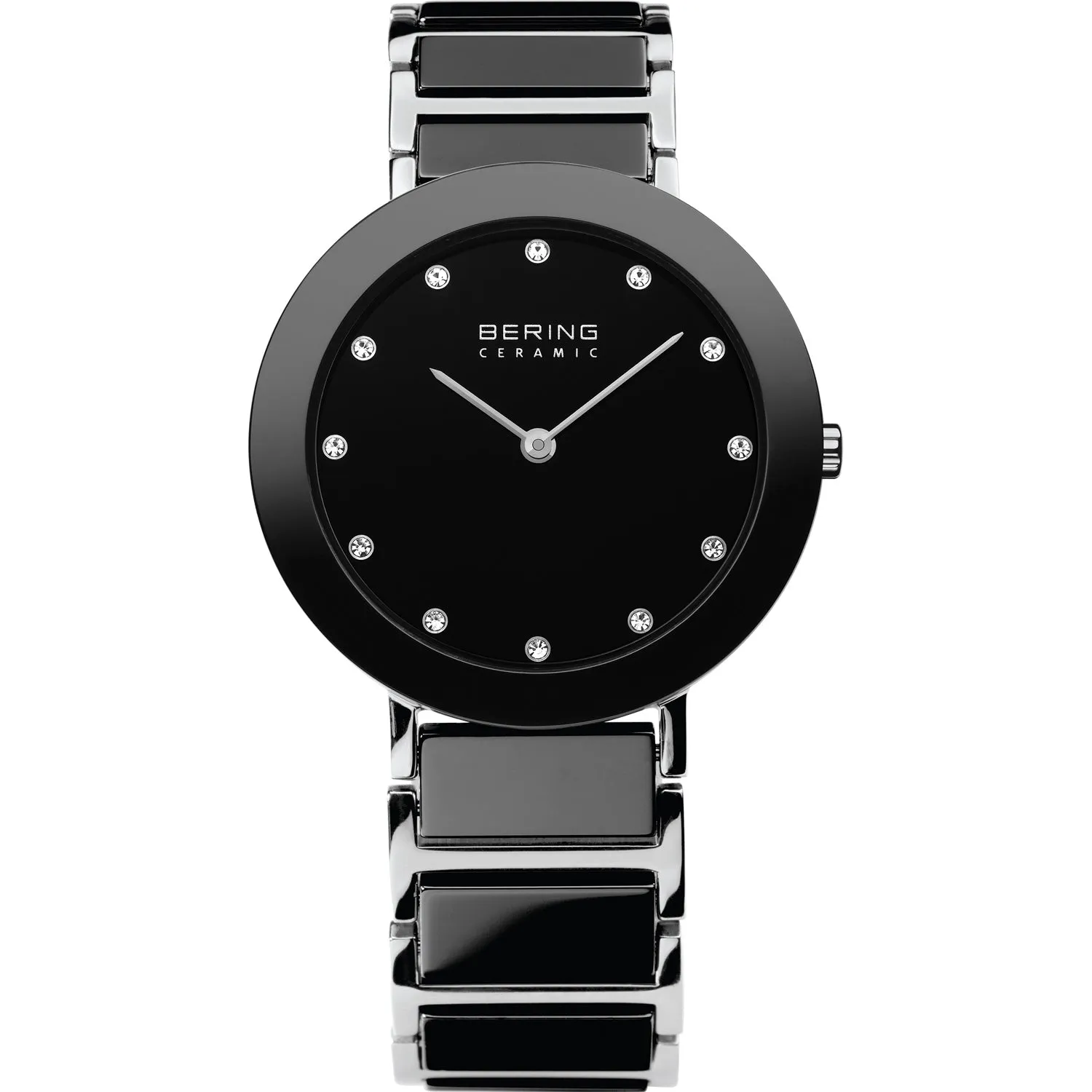 Bering Black Ceramic & Stainless Steel Ladies Watch with Swarovski Elements