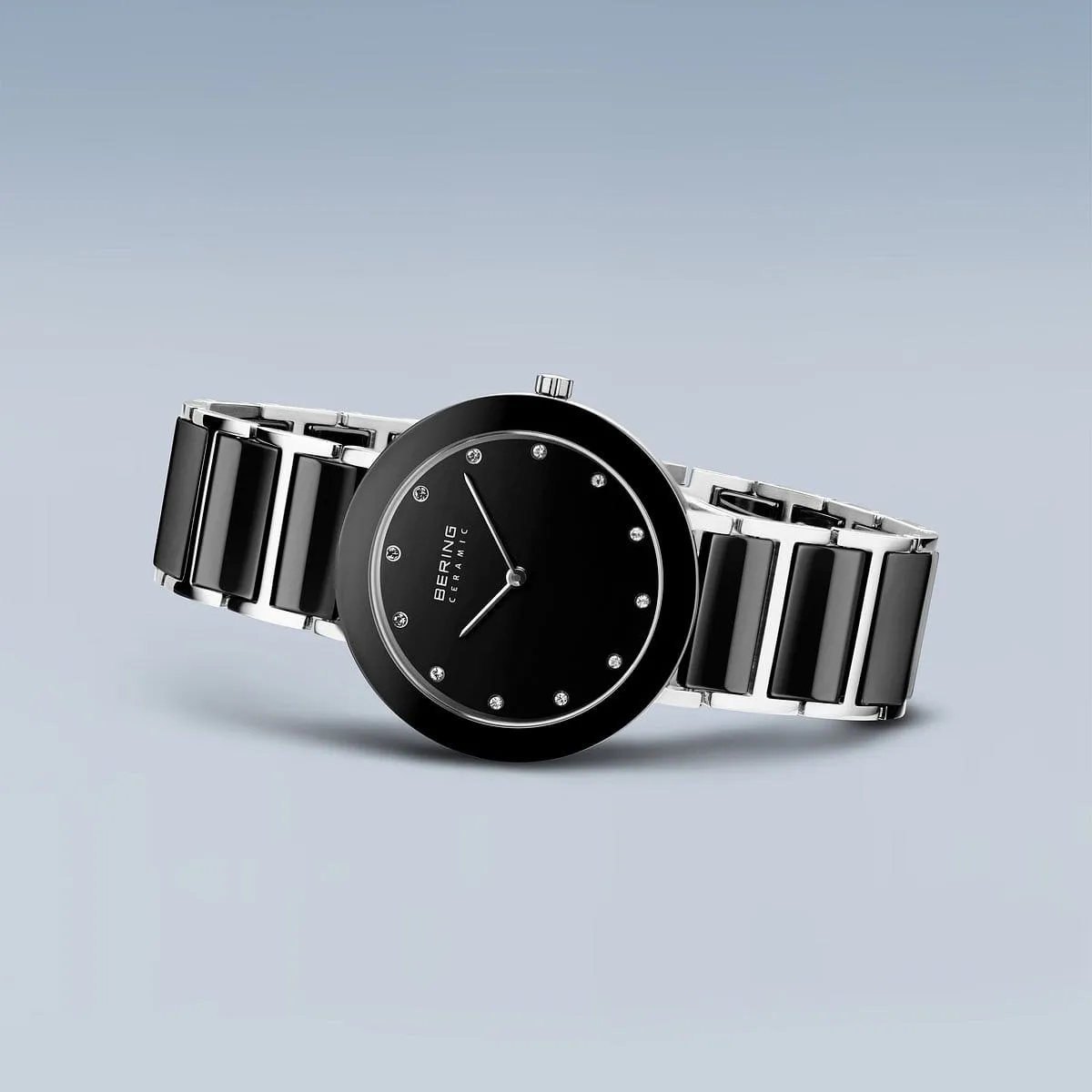 Bering Black Ceramic & Stainless Steel Ladies Watch with Swarovski Elements
