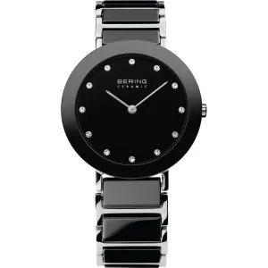 Bering Black Ceramic & Stainless Steel Ladies Watch with Swarovski Elements