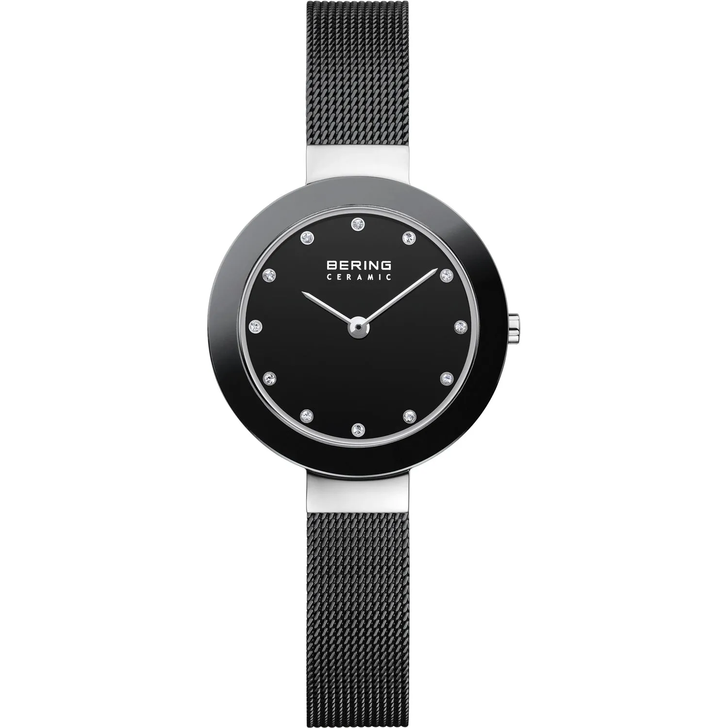 Bering Black Stainless Steel Mesh and Ceramic Ladies Watch