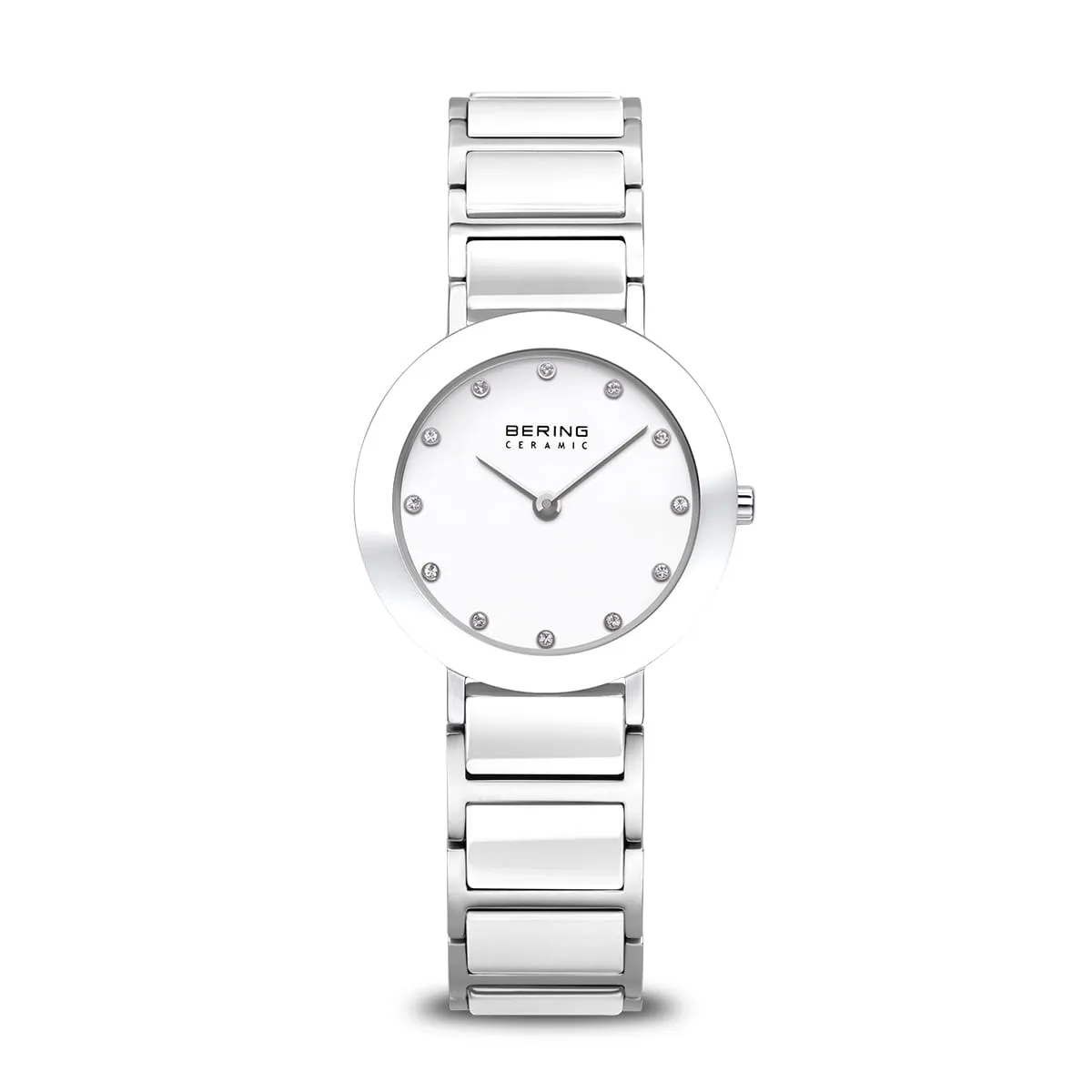 Bering Ceramic Stainless Steel and White Ladies Watch with Swarovski Elements