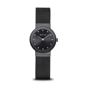 Bering Classic Charcoal Stainless Steel Ladies Watch with Swarovski Crystals