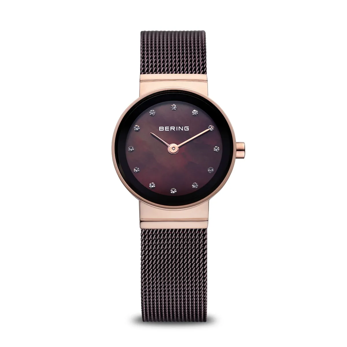 Bering Classic Chocolate Mesh & Rose Gold Plated Case Ladies Watch