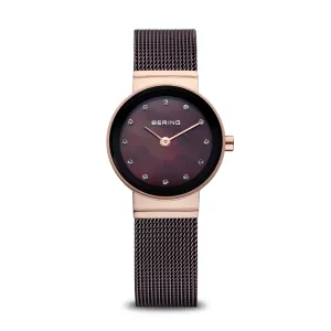 Bering Classic Chocolate Mesh & Rose Gold Plated Case Ladies Watch
