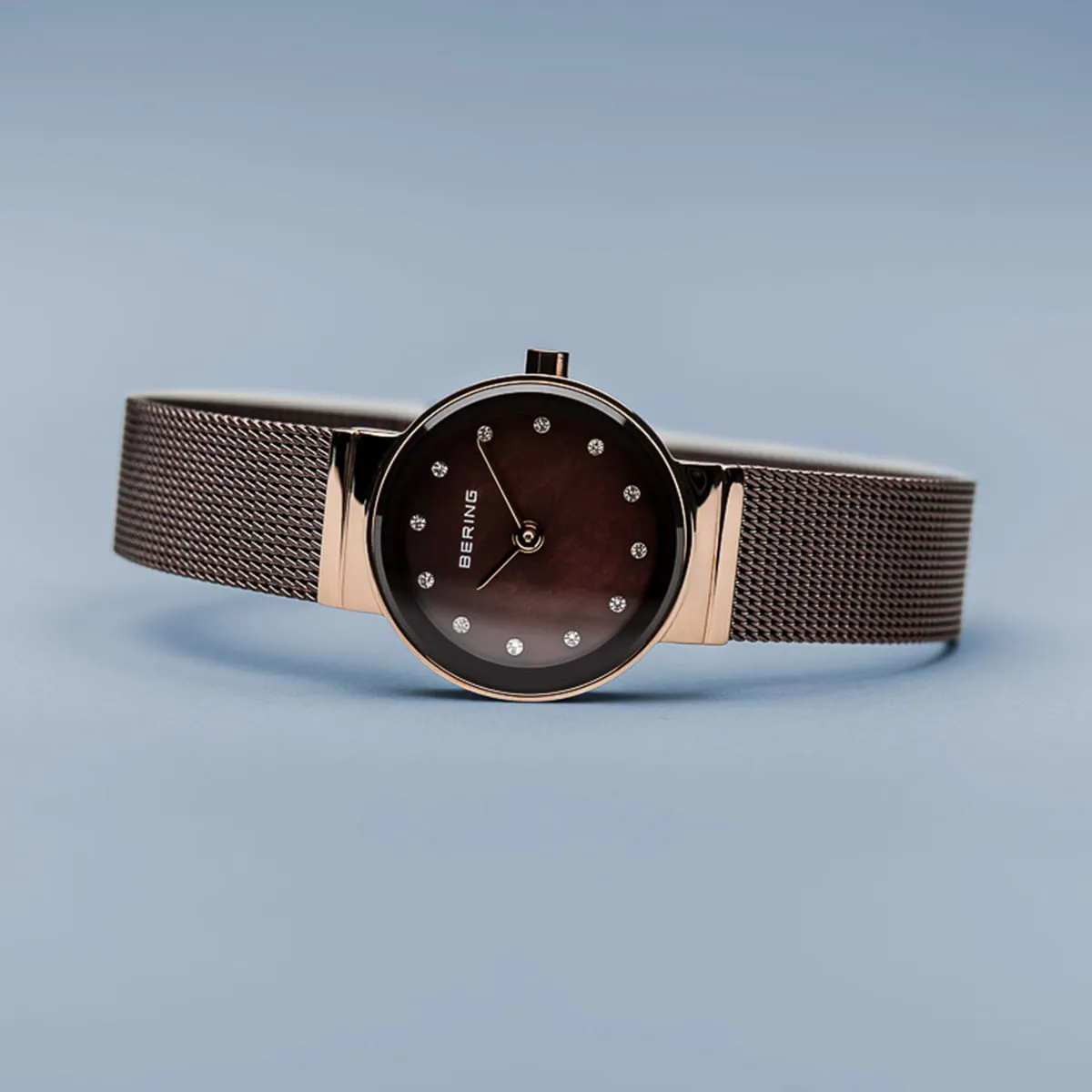 Bering Classic Chocolate Mesh & Rose Gold Plated Case Ladies Watch