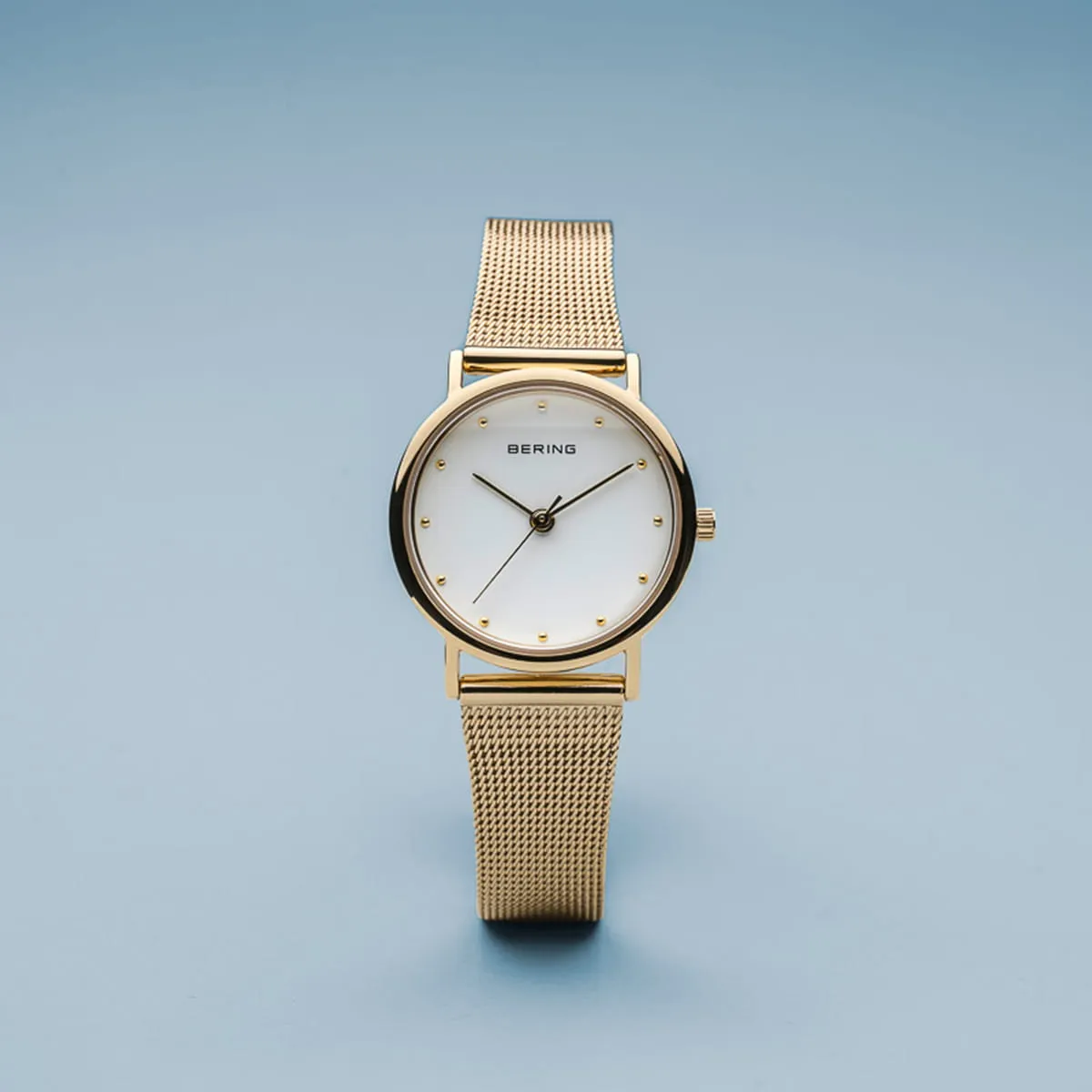 Bering Classic Gold Plated Mesh Ladies Watch with White Dial