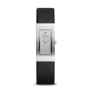 Bering Classic Ladies Rectangular Watch with Leather Strap