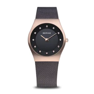 Bering Classic Purple Stainless Steel Mesh & Swarovski Crystals