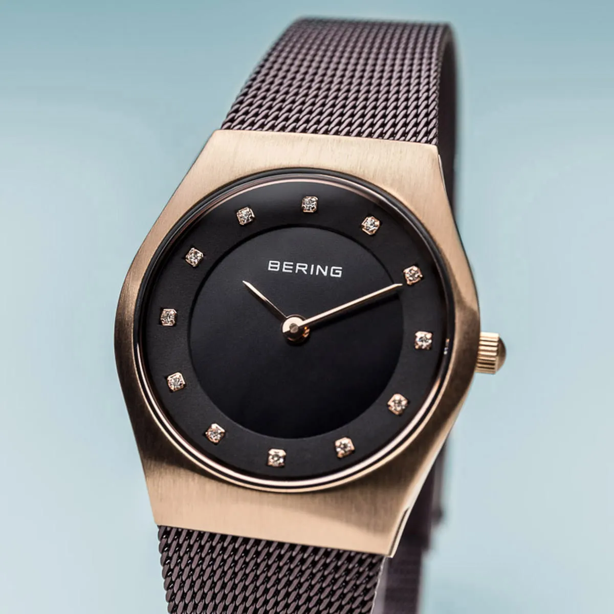 Bering Classic Purple Stainless Steel Mesh & Swarovski Crystals