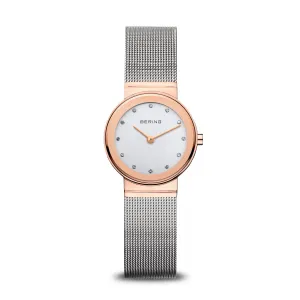 Bering Classic Stainless Steel Mesh and Rose Gold Plated Ladies Watch