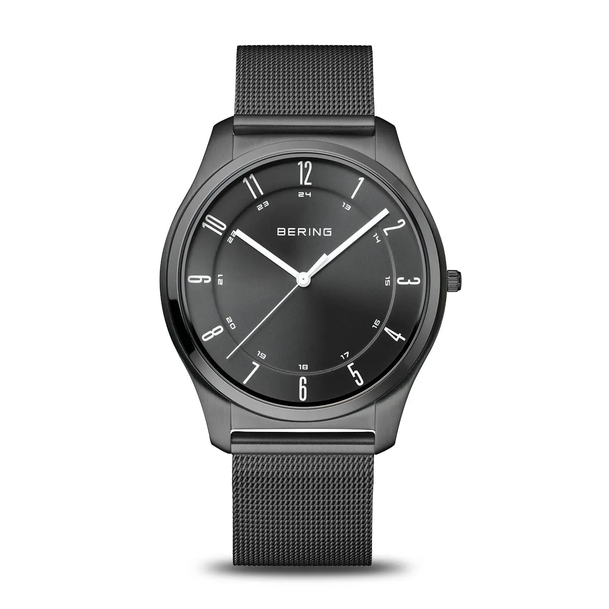 Bering Steel Gents Black Dial Ultra Slim Mesh Watch