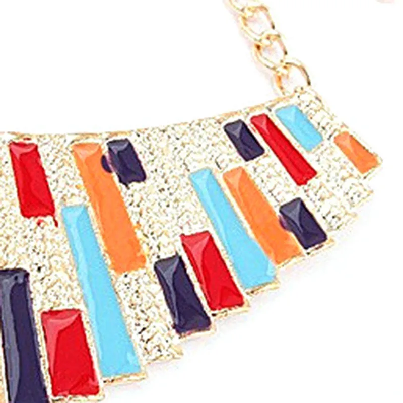 Big Colorful Torques Enamel Statement Choker Pendant Necklace Link Chain Lady Necklaces NW