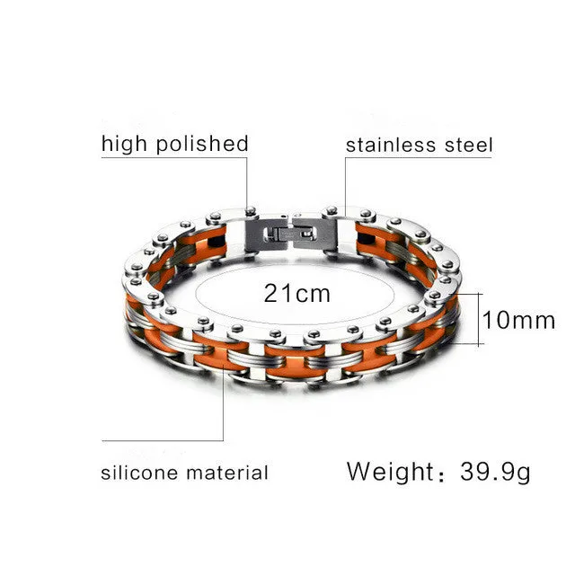 Biker Chain Bracelet For Men Stainless Steel Mix Color