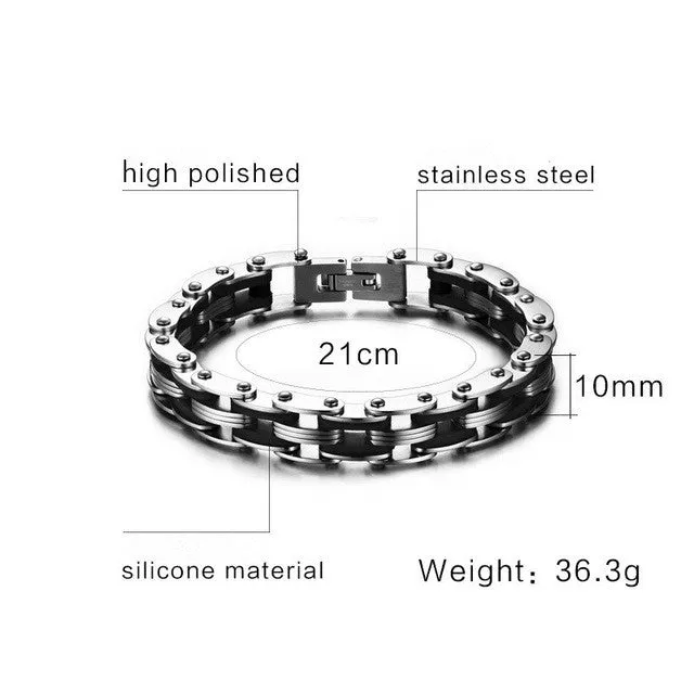 Biker Chain Bracelet For Men Stainless Steel Mix Color