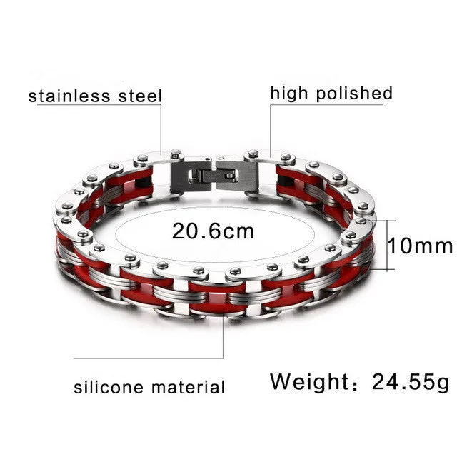 Biker Chain Bracelet For Men Stainless Steel Mix Color