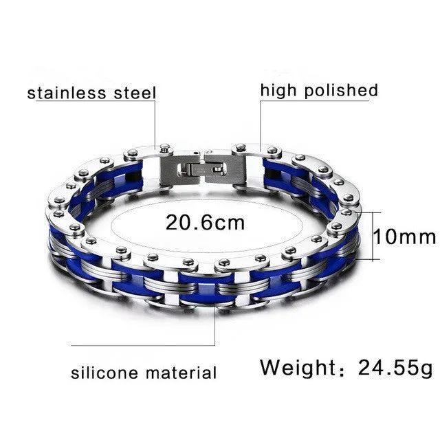 Biker Chain Bracelet For Men Stainless Steel Mix Color