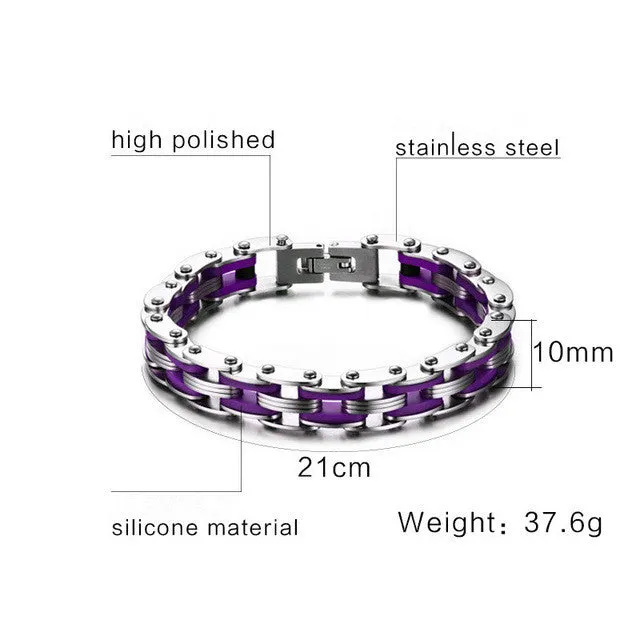 Biker Chain Bracelet For Men Stainless Steel Mix Color