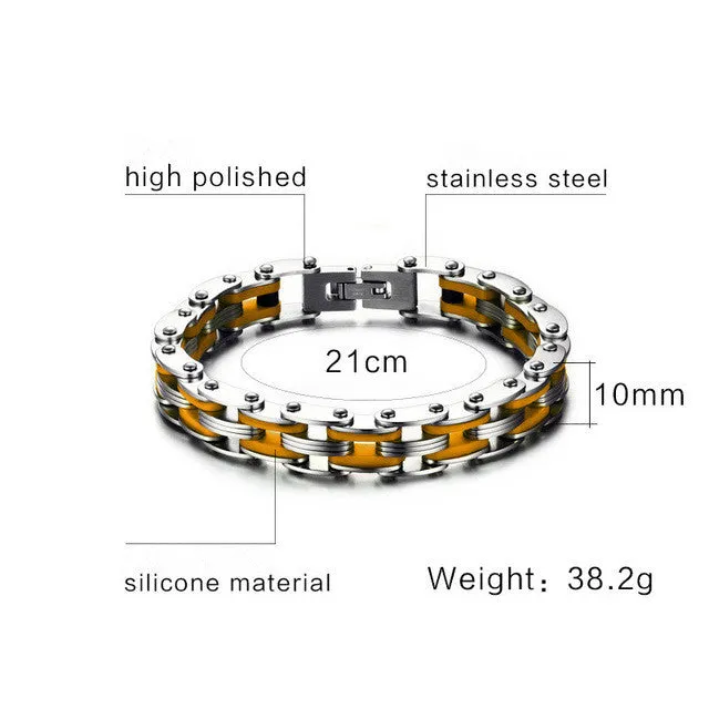 Biker Chain Bracelet For Men Stainless Steel Mix Color