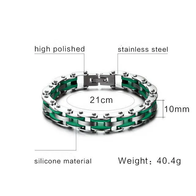 Biker Chain Bracelet For Men Stainless Steel Mix Color