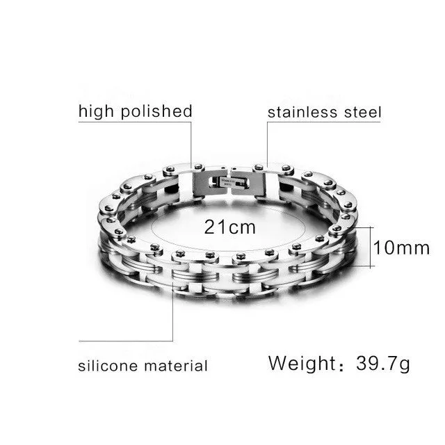 Biker Chain Bracelet For Men Stainless Steel Mix Color