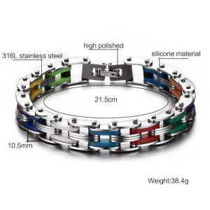 Biker Chain Bracelet For Men Stainless Steel Mix Color