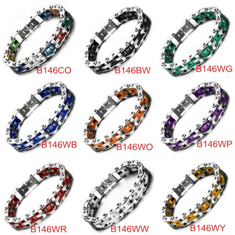 Biker Chain Bracelet For Men Stainless Steel Mix Color