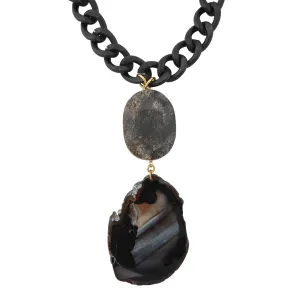 Black agate pendant necklace