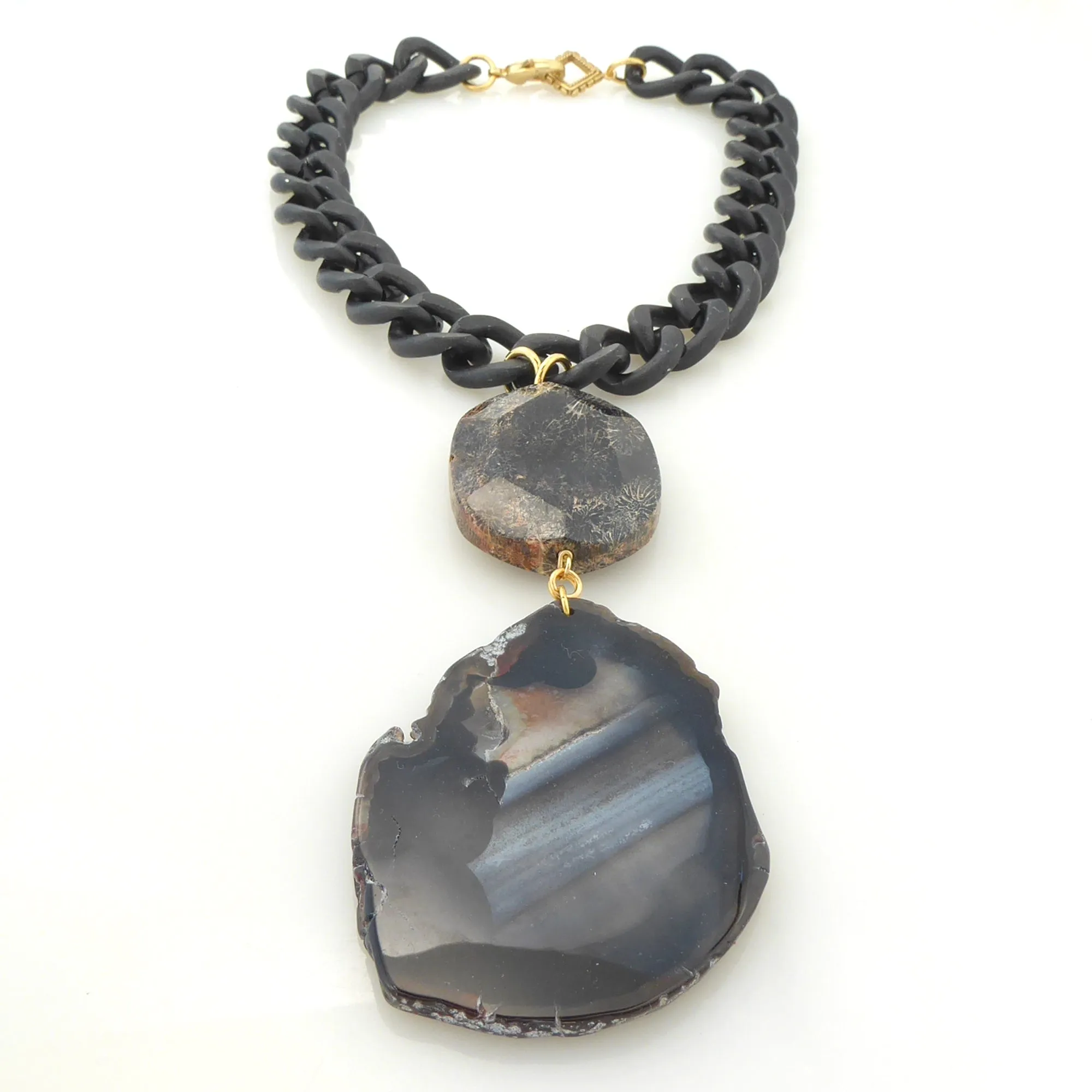 Black agate pendant necklace