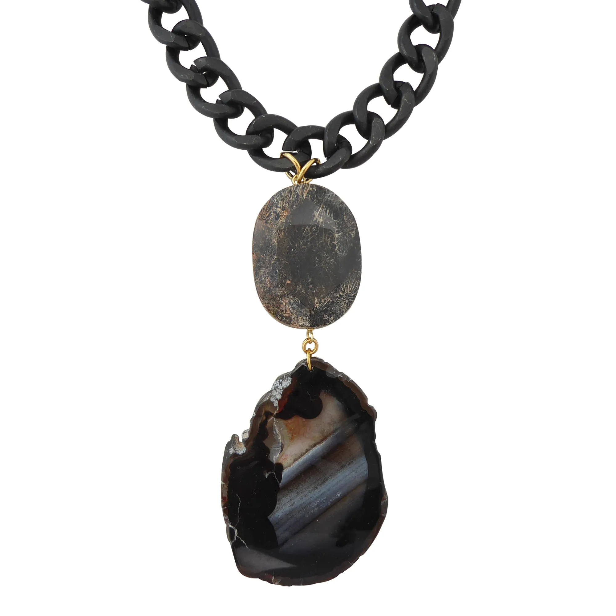 Black agate pendant necklace