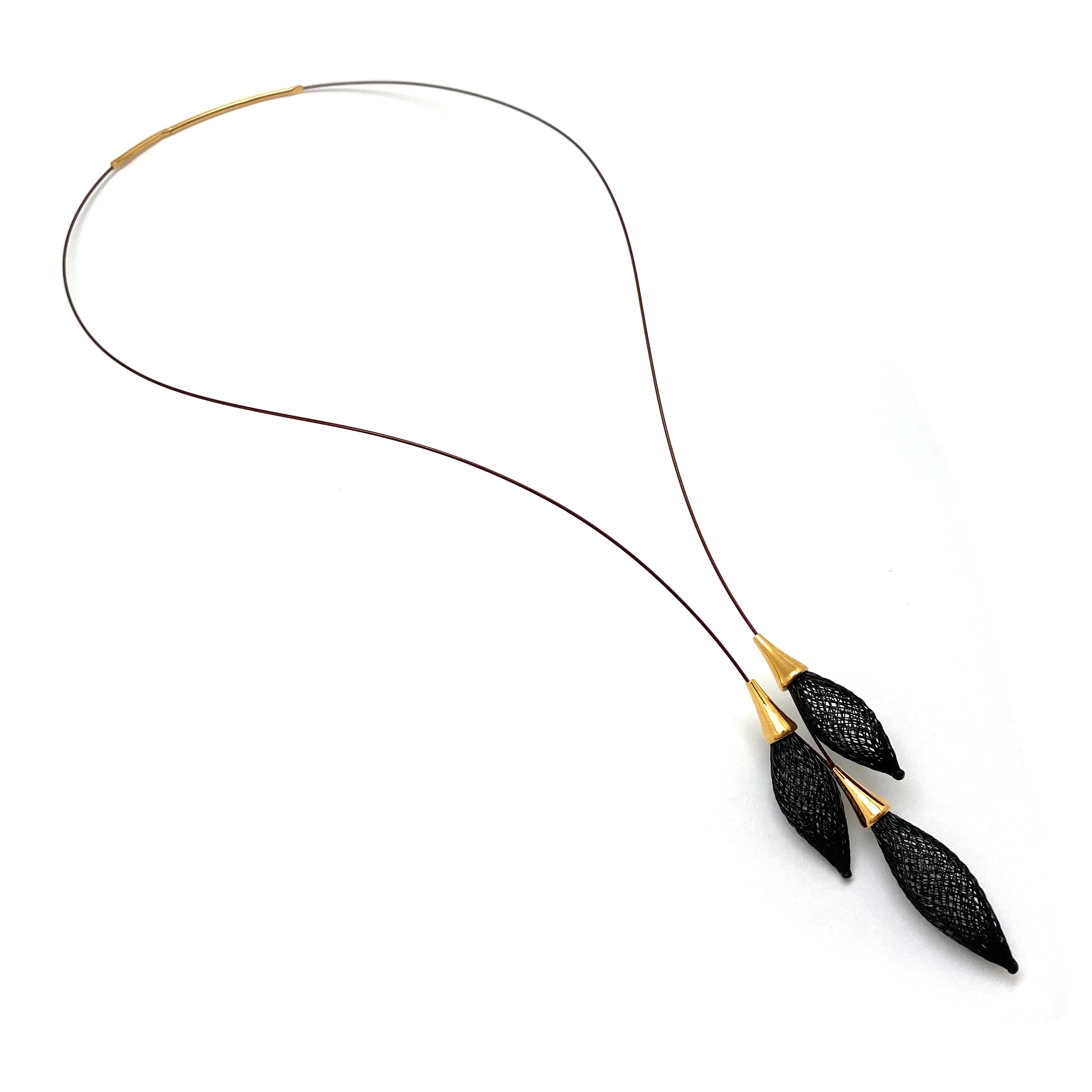 Black and Gold Nylon Bulb Necklace