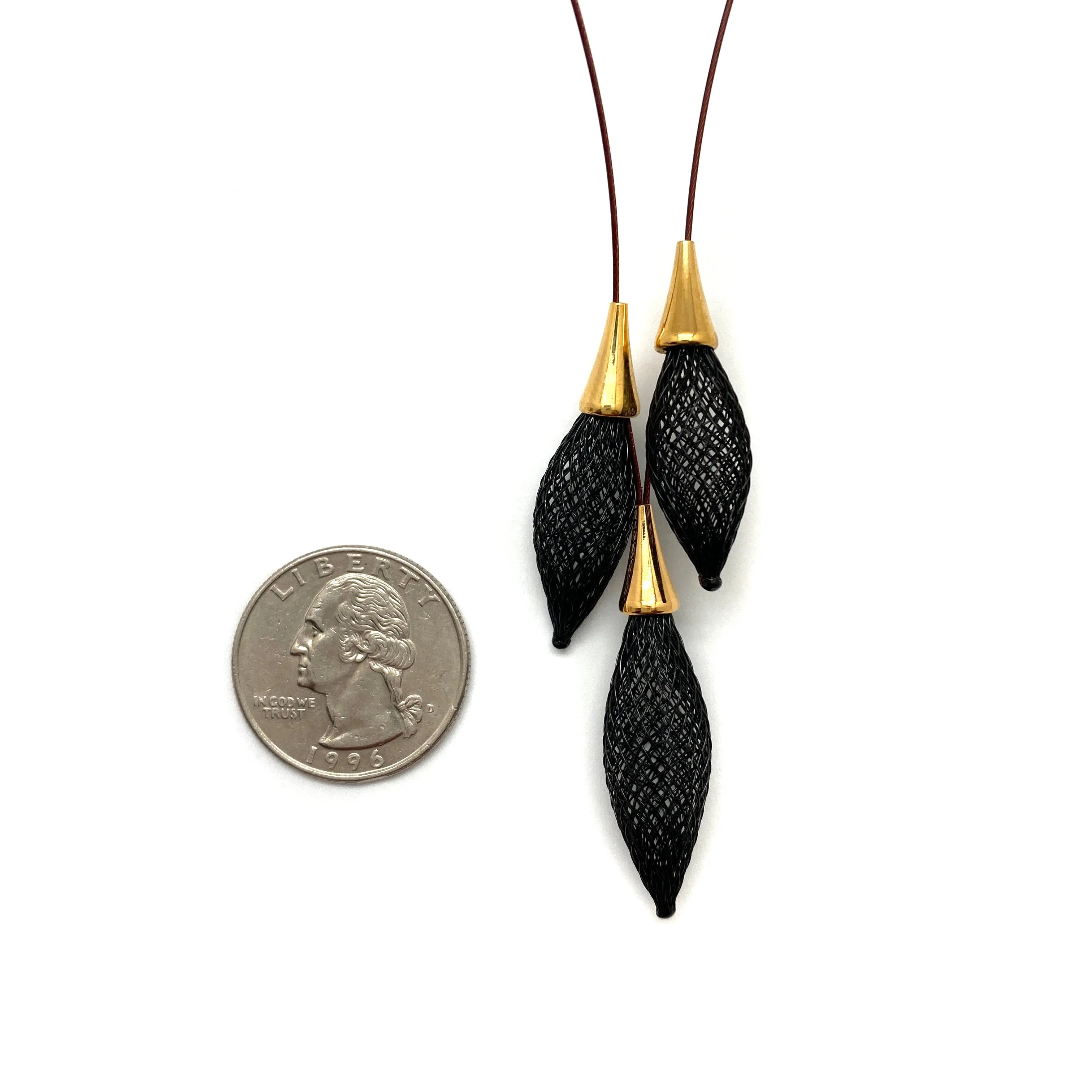 Black and Gold Nylon Bulb Necklace