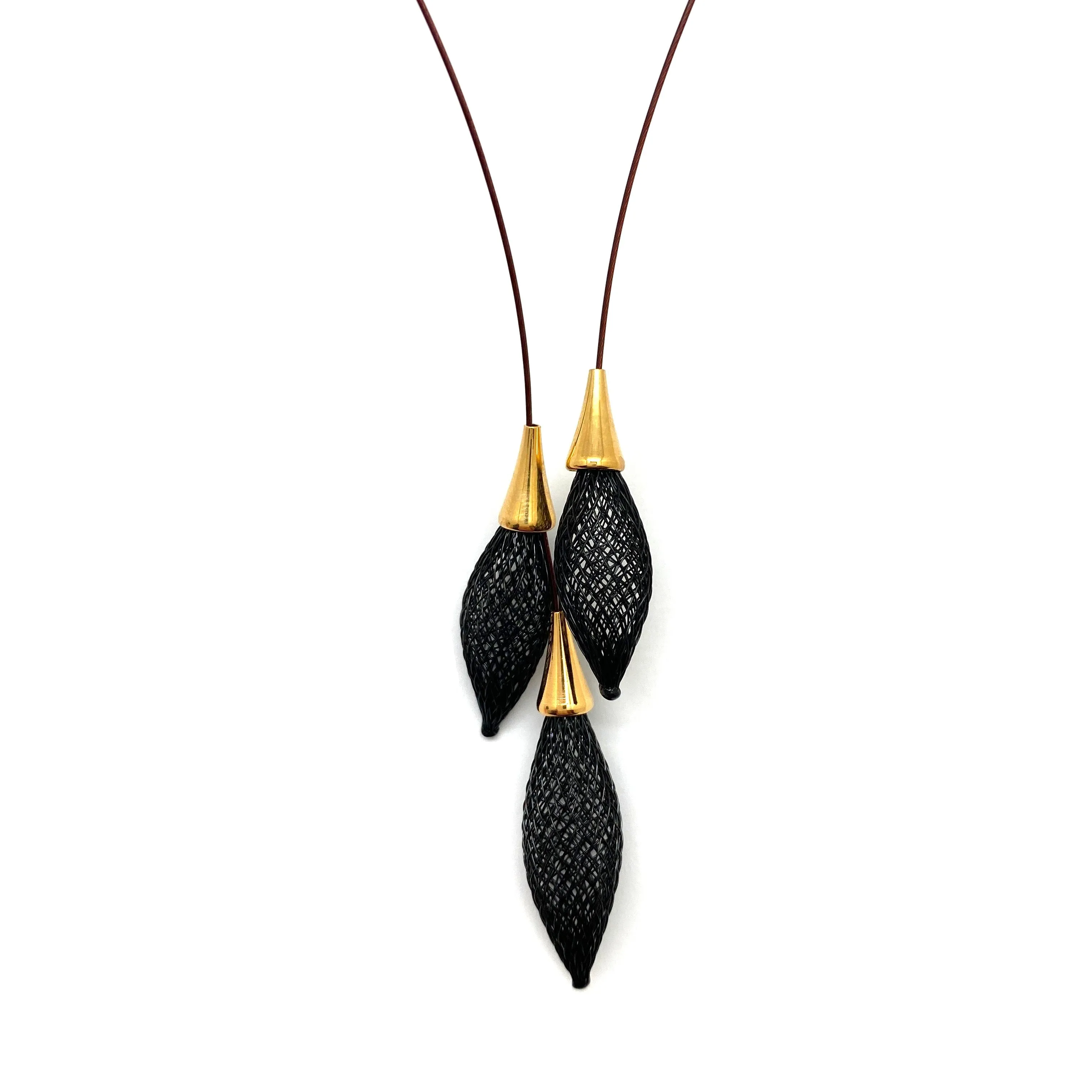 Black and Gold Nylon Bulb Necklace