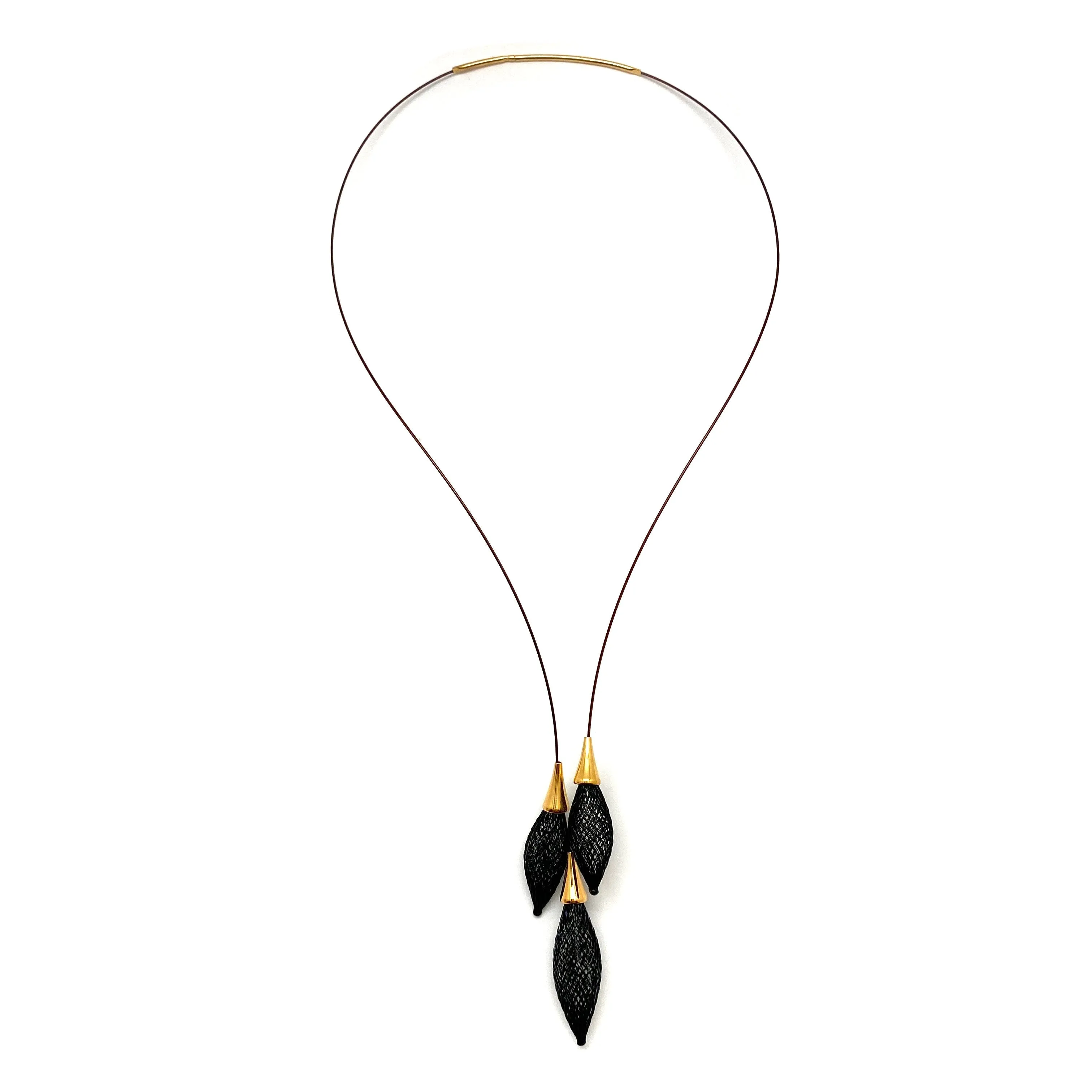Black and Gold Nylon Bulb Necklace