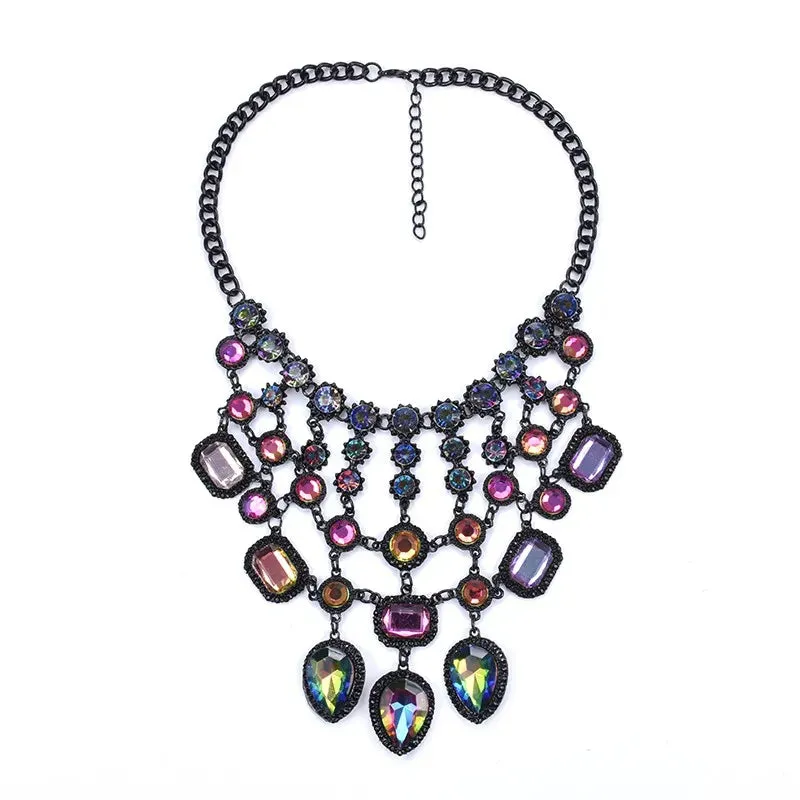 Black Stone Statement Choker Necklace